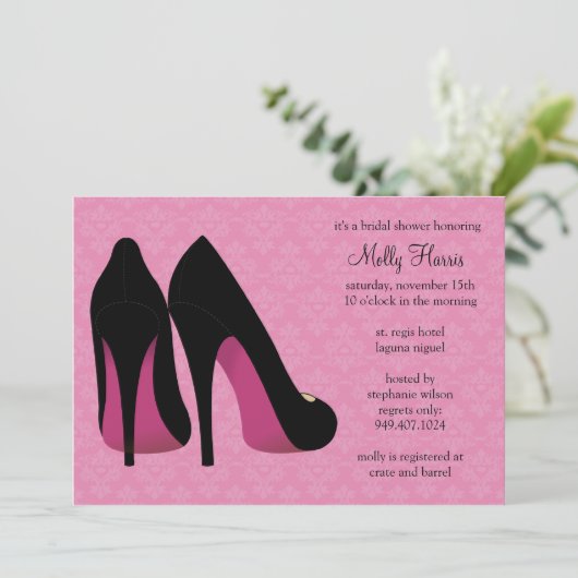 Damask Bachelorette Party Invitation Kaart (Staand voorkant)