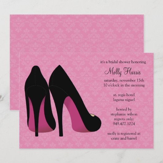 Damask Bachelorette Party Invitation Kaart (Voorkant / Achterkant)