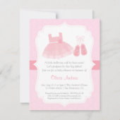 Damask Ballerina Girl Baby Shower Uitnodigingen (Voorkant)