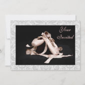 Damask Ballet Shoes Dance Overweging Invitation Kaart (Voorkant)