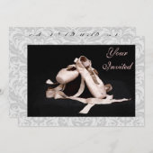 Damask Ballet Shoes Dance Overweging Invitation Kaart (Voorkant / Achterkant)