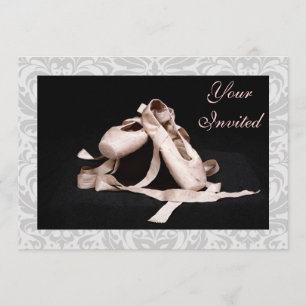 Damask Ballet Shoes Dance Overweging Invitation Kaart