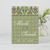 Damask Banner Sage Green Invitation Kaart (Staand voorkant)
