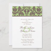 Damask Banner Sage Green Invitation Kaart (Achterkant)