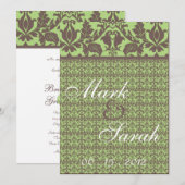 Damask Banner Sage Green Invitation Kaart (Voorkant / Achterkant)