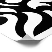 Damask Baroque Design White op Black Poster (Hoek)