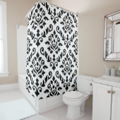 Damask Baroque Large Pattern Black op White Douchegordijn (In situ)