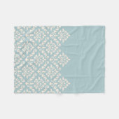 Damask Baroque Part Pattern Cream on Blue Fleece Deken (Voorkant (Horizontaal))