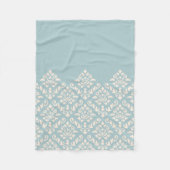 Damask Baroque Part Pattern Cream on Blue Fleece Deken (Voorkant)
