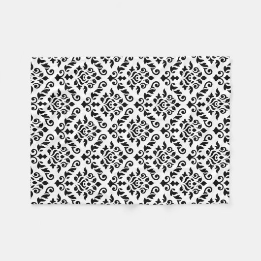 Damask Baroque Pattern Black op White Fleece Deken (Voorkant (Horizontaal))