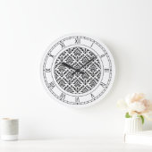 Damask Baroque Pattern Black op White Grote Klok (Huis)