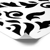 Damask Baroque Pattern Black op White Poster (Hoek)