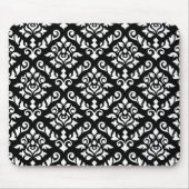 Damask Baroque Pattern White op Black Muismat (Voorkant)