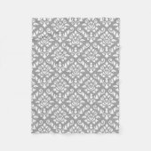 Damask Baroque Pattern White op Grey Fleece Deken (Voorkant)
