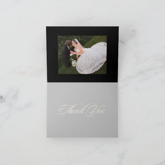 Damask bedankt kaarten, trouwfoto's+monogram (Binnen)