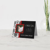 Damask bedankt kaarten, trouwfoto's+monogram (Voorkant)