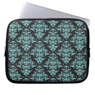 Damask  behangpapier blauw gaffelkiekje laptop sleeve