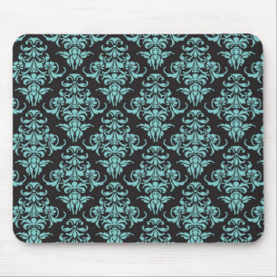 Damask  behangpapier blauw gaffelkiekje muismat