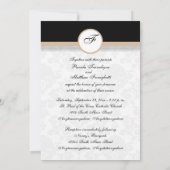 Damask Beige Monogram Wedding Invitation Kaart (Achterkant)