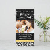 Damask Bewaar de datumfotokaarten Save The Date (Staand voorkant)