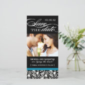 Damask Bewaar de datumfotokaarten Save The Date (Staand voorkant)