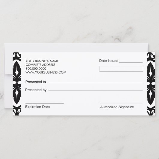 Damask Birds Boutique Style Cadeaubonnen (Achterkant)