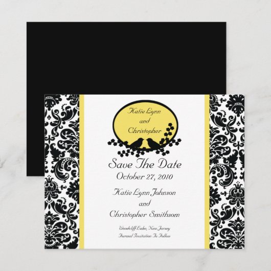 Damask & Birds Sparen de Datum Aankondiging (Voorkant / Achterkant)