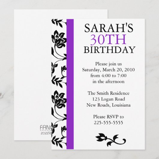 Damask Birthday Kaart (Voorkant / Achterkant)