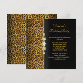 Damask Birthday Party Gold Black Leopard Kaart (Voorkant / Achterkant)