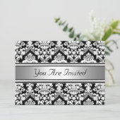 Damask Birthday Party Invitation Kaart (Staand voorkant)