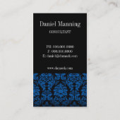 Damask Biz-kaart (blauw) Visitekaartje (Achterkant)