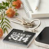 Damask Black and White Class of 2014 Afstuderen Sleutelhanger (Voorkant Rechts)