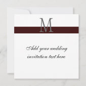 Damask Black and White Monogram Wedding Invitation Kaart (Achterkant)