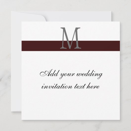 Damask Black and White Monogram Wedding Invitation Kaart (Achterkant)