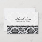Damask Black and White Weddenschap Hartelijk dank Bedankkaart (Voorkant)