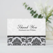 Damask Black and White Weddenschap Hartelijk dank Bedankkaart (Staand voorkant)