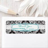 Damask Black and white Wedding Bedankt Lab Etiket (Insitu)