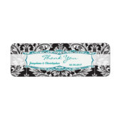 Damask Black and white Wedding Bedankt Lab Etiket (Voorkant)