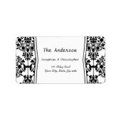 Damask Black and White Wedding Etiket (Voorkant)