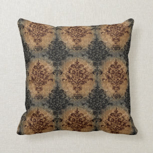 Damask Black en Rust Grey Tan Kussen