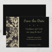 Damask Black en Tan Save The Date (Voorkant / Achterkant)