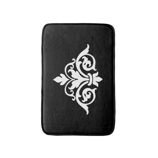  Damask Black en White Bathmat Badmat (Voorkant Verticaal)