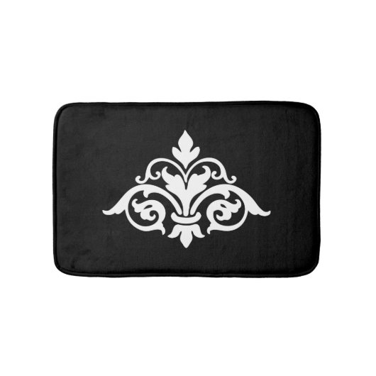 Damask Black en White Bathmat Badmat (Voorkant)