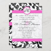 Damask Black en White met Hot Pink Trim Kaart (Voorkant / Achterkant)