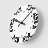 Damask Black en White Ronde Klok (Hoek)