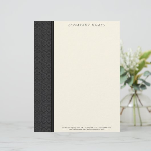  Damask Black Gepersonaliseerd Letterhead Persoonlijk Briefhoofd (Staand voorkant)