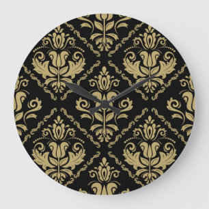 Damask Black Gold: Classic Ornament. Grote Klok