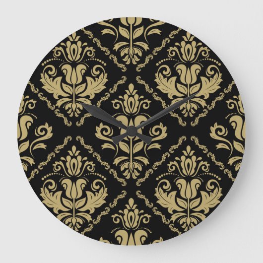 Damask Black Gold: Classic Ornament. Grote Klok (Voorkant)