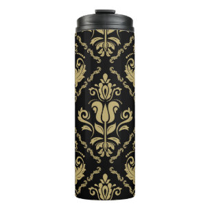 Damask Black Gold: Classic Ornament. Thermosbeker
