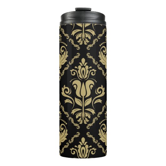 Damask Black Gold: Classic Ornament. Thermosbeker (Voorkant)